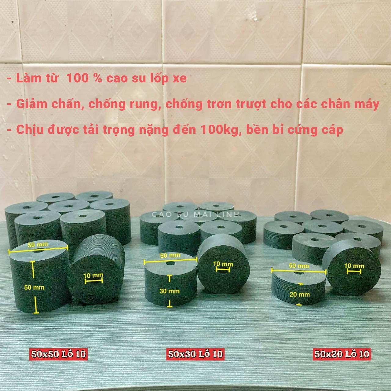 Cao su giảm chấn đường kính 50 (mm), Cao su kê chân máy, Cao su chống rung phi 50 cao 50 ; 30 ;20 (mm) - / Đế cao su giảm chấn / Cao su giảm xóc / Cao su giảm rung / Cao su kê chân máy / Cao su chống rung