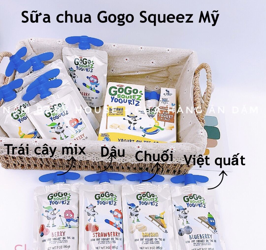 Sữa chua Gogo Squeez Mỹ cho bé ăn dặm từ 6 tháng- 85g  sữa chua dạng túi