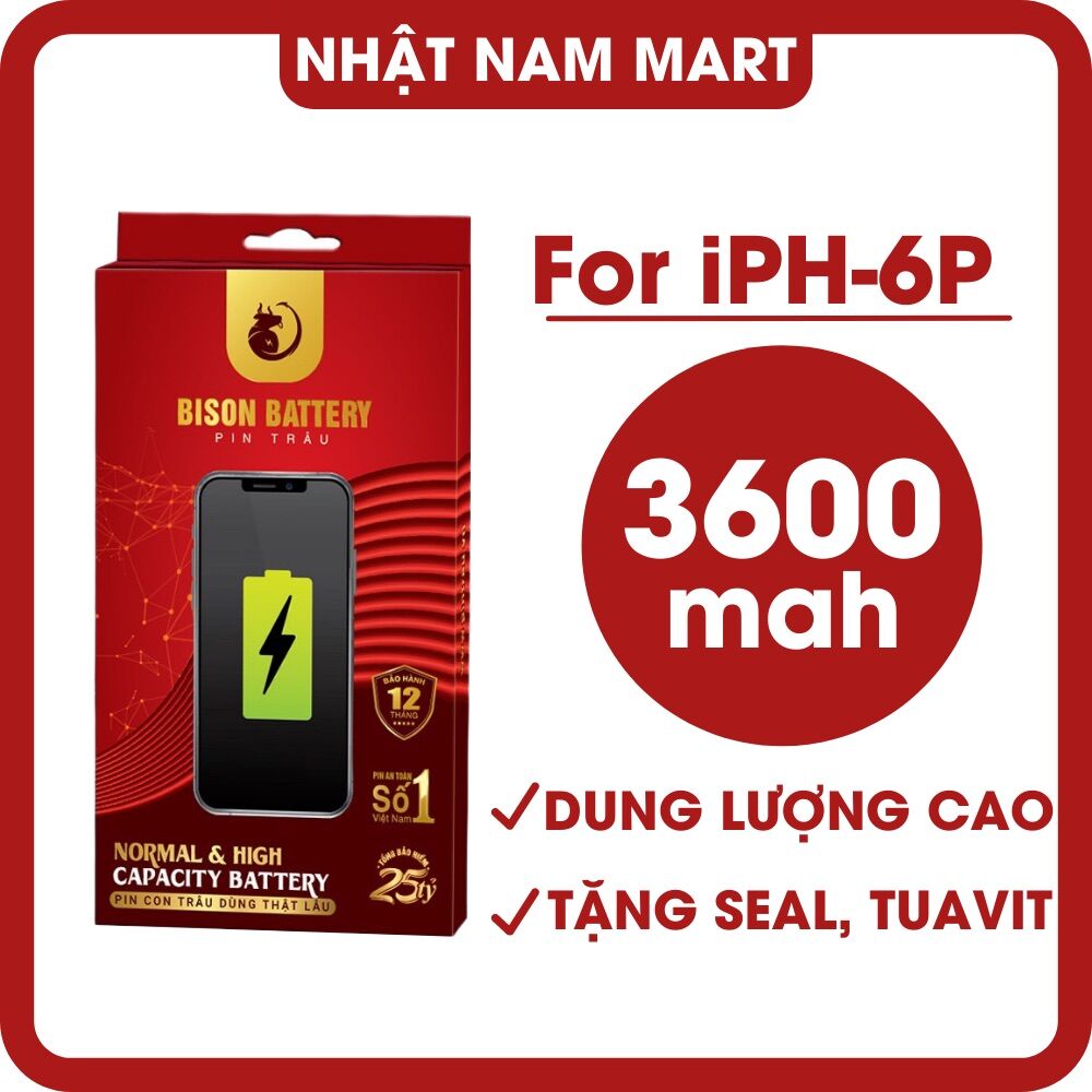 Pin Bison 6 Plus Dung Lượng Cao 3600mah Chính hãng Bison, tặng kèm keo và dụng cụ thay pin, bảo hành 12 tháng trên toàn quốc