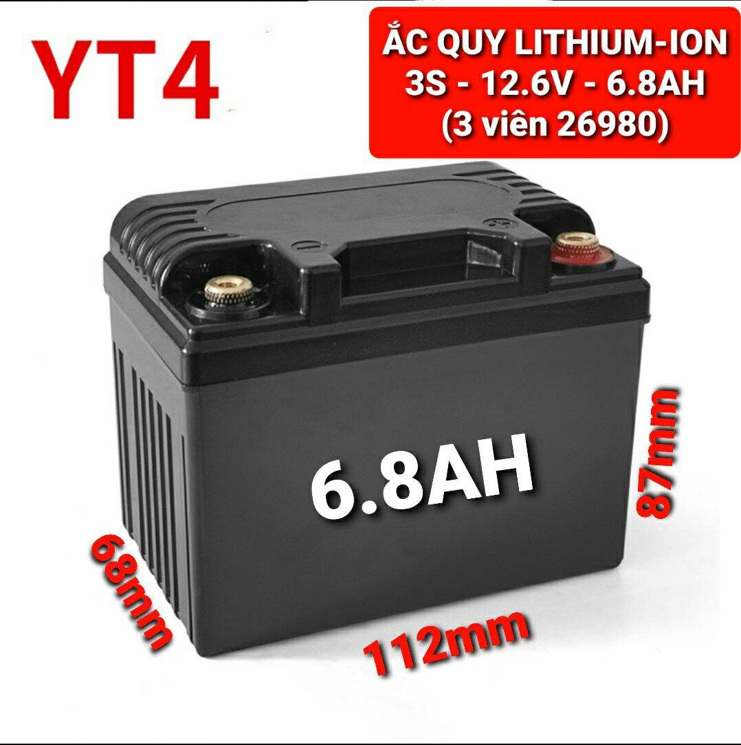 Achun.vn -YT4-ẮC QUY LITHIUM-ION  3S- 12.6V- 6.8AH (3 viên 26980) - Khởi động xe máy