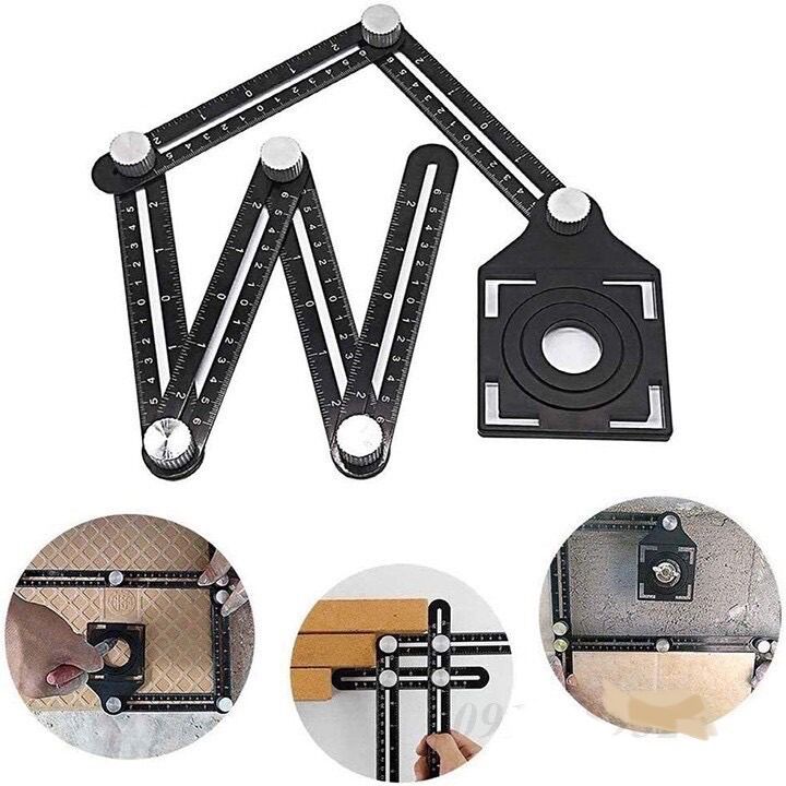Thước 6 đoạn hợp kim khoan lỗ cắt gạch, thước cân sen đa năng cắt và khoan lỗ trên gạch đá và gỗ