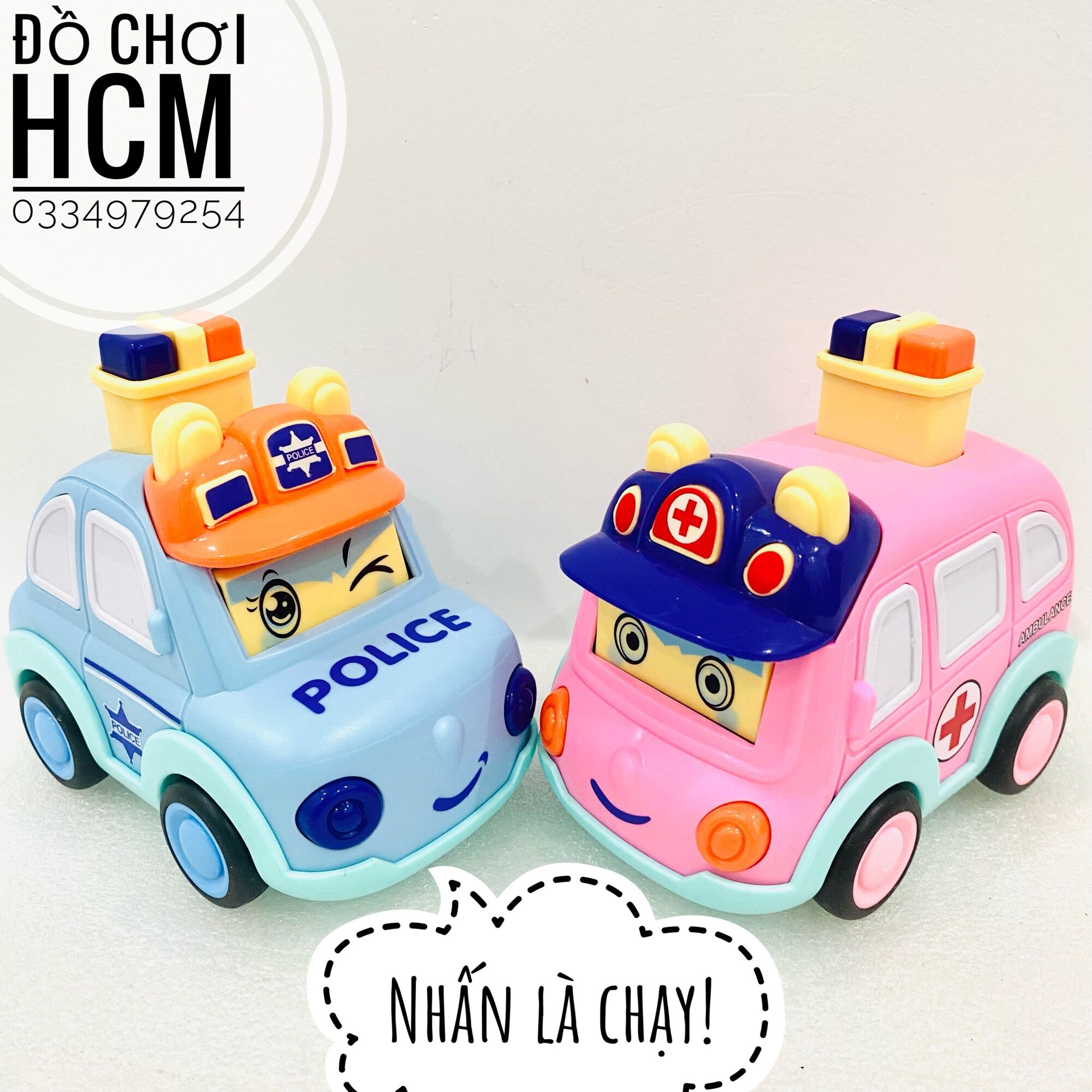[HCM][MẮT XOAY - RẤT ĐẸP] Đồ chơi xe ô tô cảnh sát xe cứu thương nhấn cót có mắt xoay 3 chế độ cho bé thích mô hình xe A166-9
