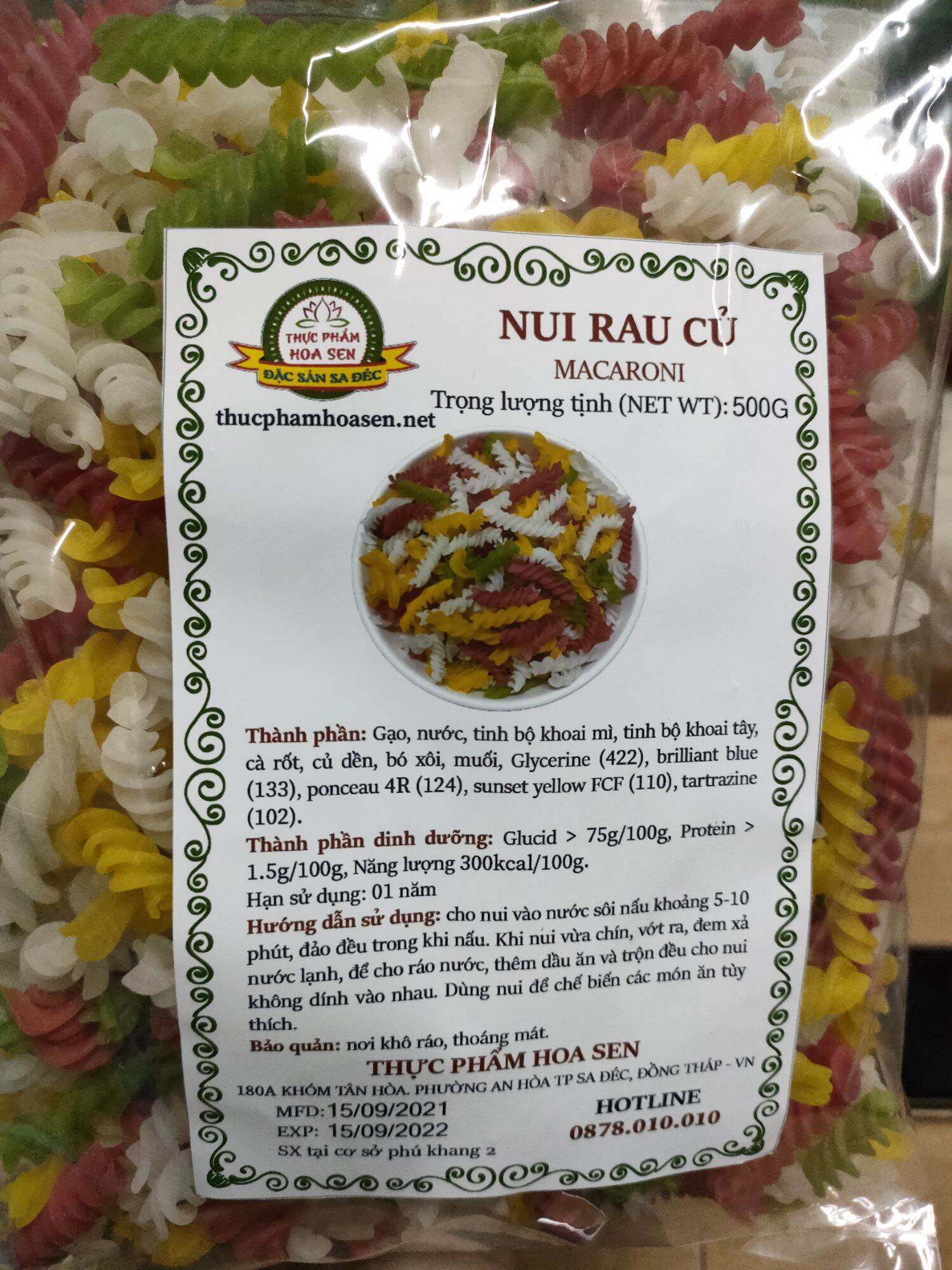 Nui xoắn rau củ 500g