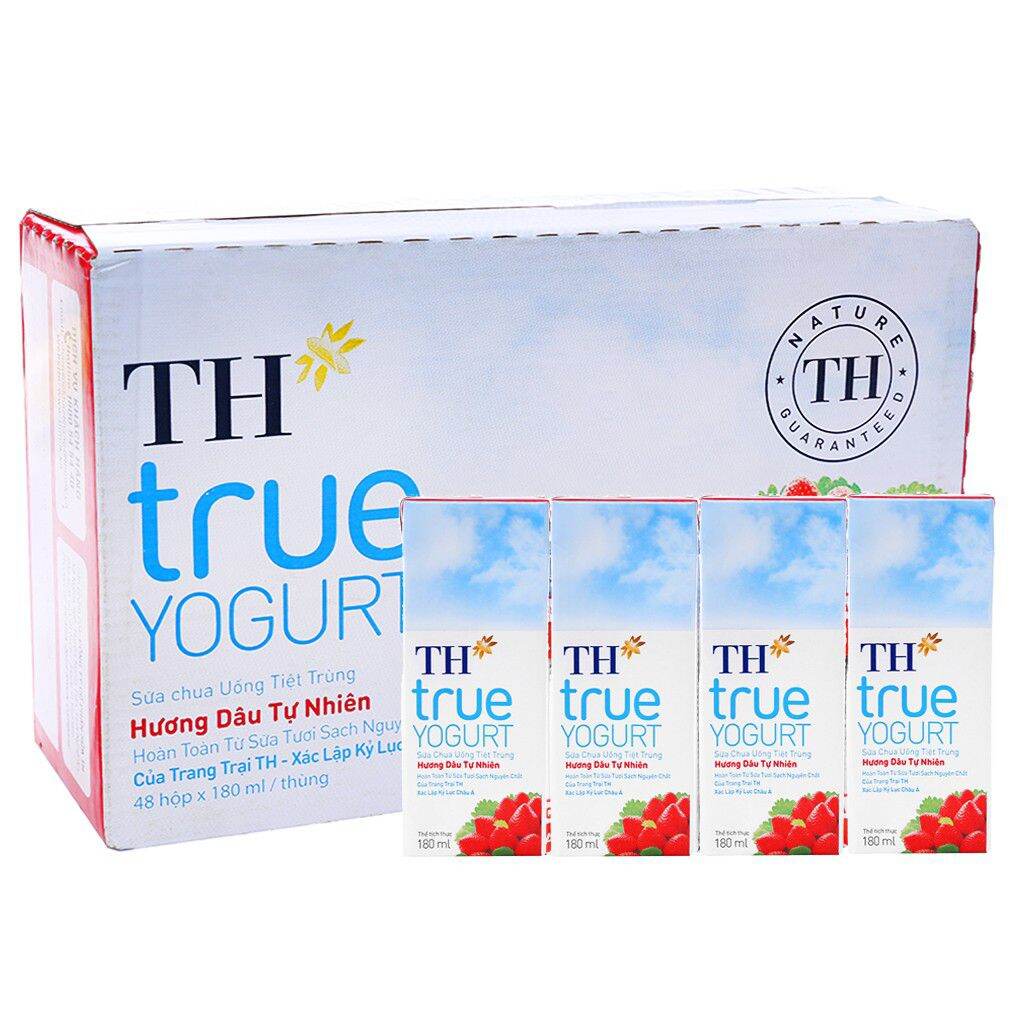 Lốc sữa chua uống tiệt trùng TH true milk 180ml × 4 hộp