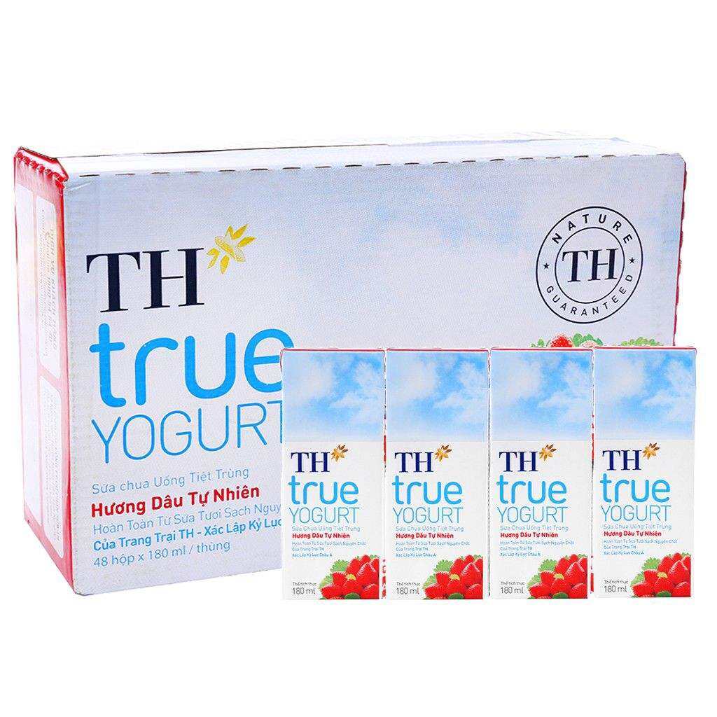 Lốc sữa chua uống tiệt trùng TH true milk 180ml × 4 hộp