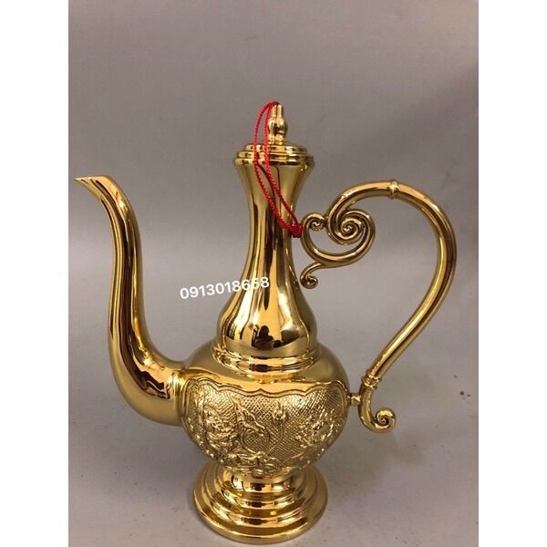 Ấm bình đựng rượu bằng đồng vàng cao 20cm nặng 900g