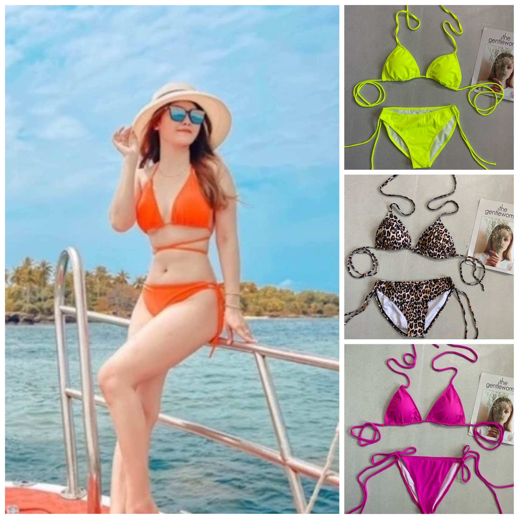 Bikini tam giác cột dây dài tạo kiểu đủ màu đi biển đẹp Đồ bơi áo tắm SÀI GÒN