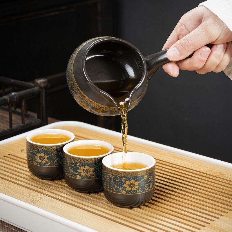 [HÀNG CAO CẤP] Bộ Ấm Pha Trà Cối Xay Cao Cấp Lòng Chén Trắng (Bao gồm 1 ấm trà, 6 chén, 1 bộ cối xay pha trà)