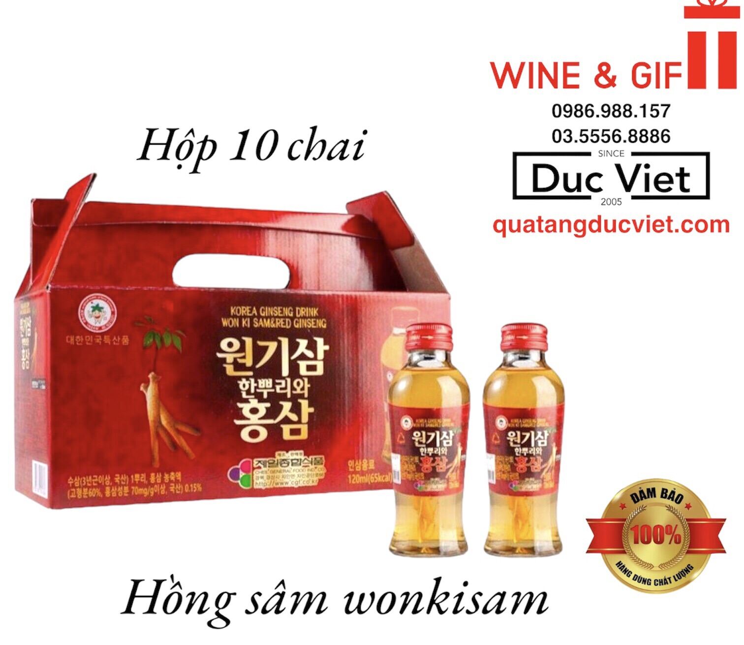 [HCM]Nước Hồng Sâm Có Củ Won Ki Sam (120 ml x 10 chai)