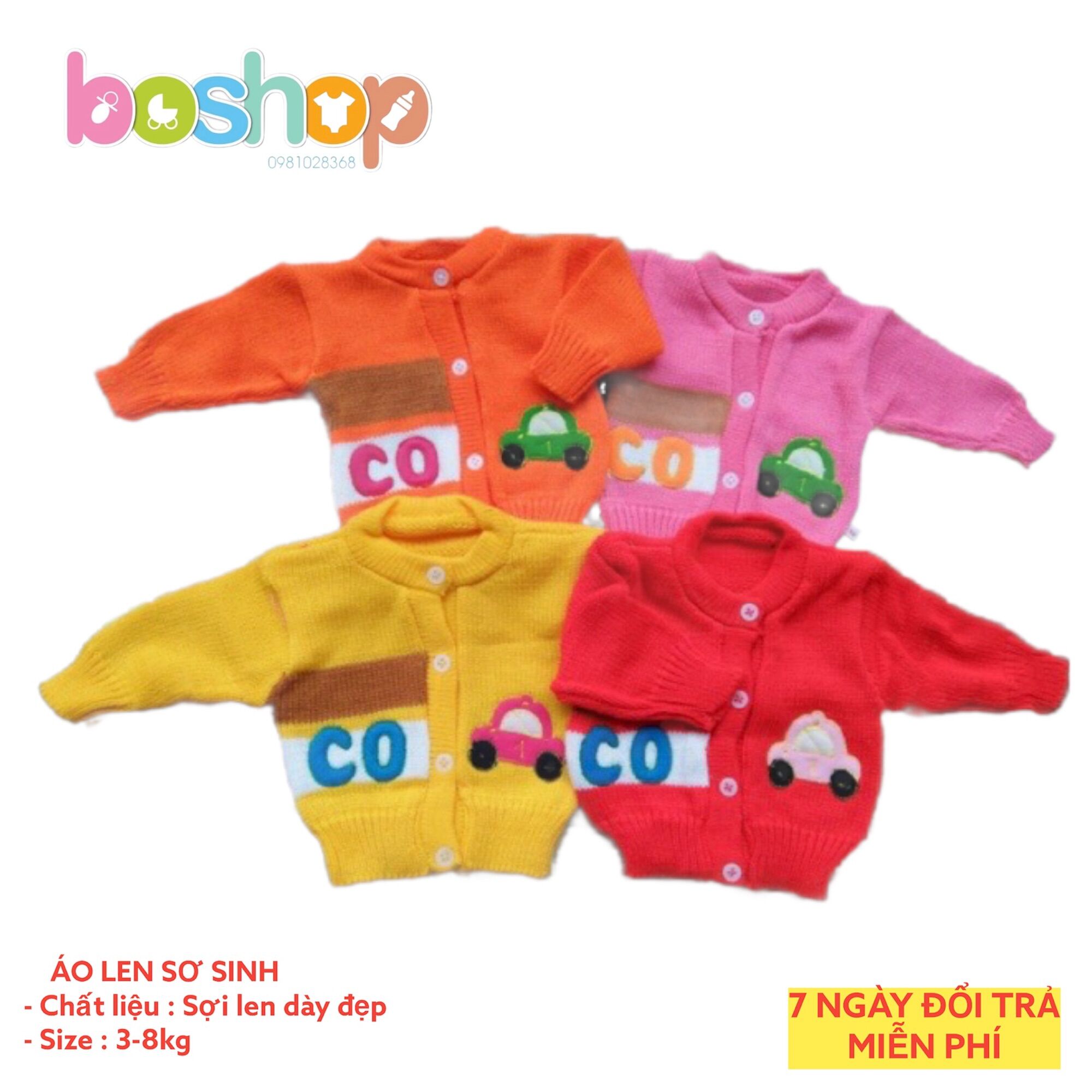 Áo len ô tô cho bé sơ sinh 3-8kg