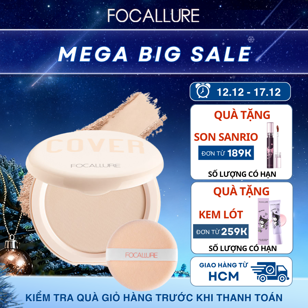FOCALLURE Phấn Phủ Lì Dạng Nén Che Khuyết Điểm Hoàn Hảo Cùng Vitamin C 6.5G