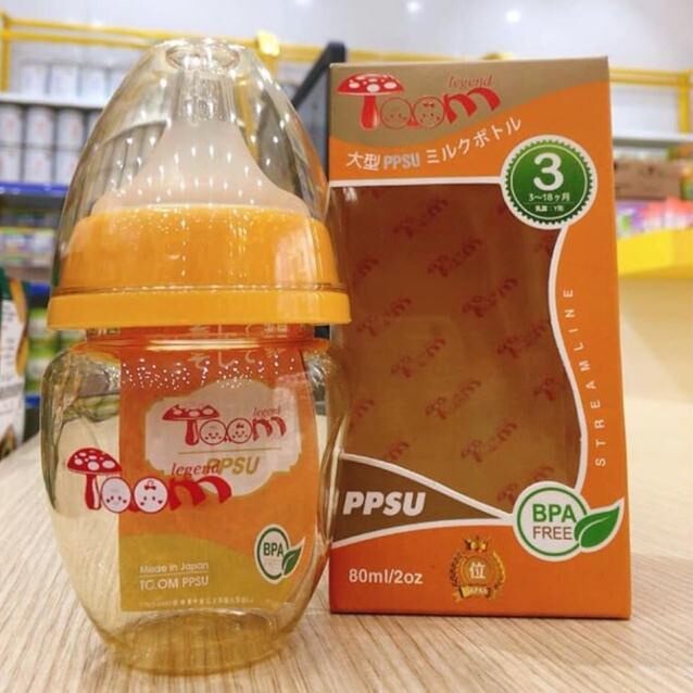 Bình sữa ppsu Toom Nhật bản 80ml/160ml/240ml/180ml/260ml ( mỗi bình tặng thêm 1 núm ti thay thế bé)