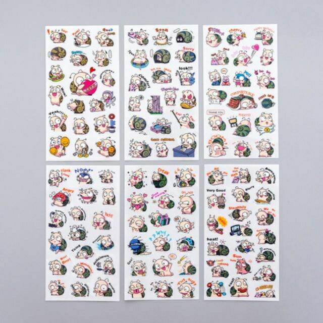 Set 6 tấm sticker ốc sên