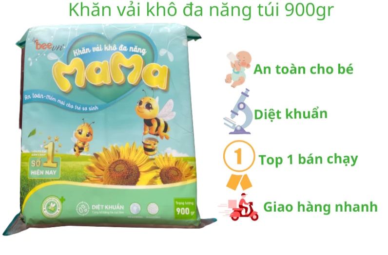 Combo 2 bịch khăn vải khô đa năng mama 900 gram
