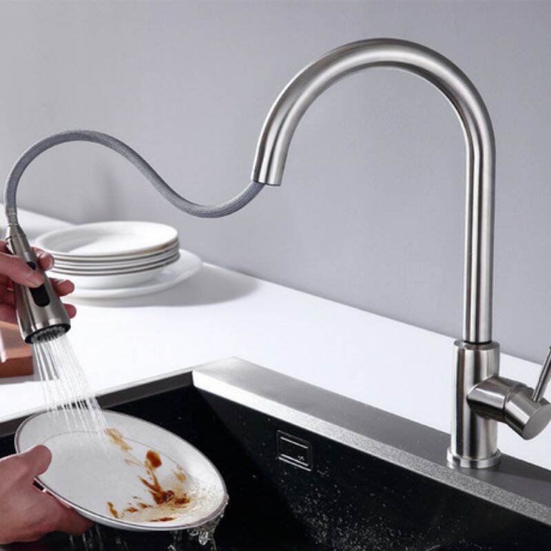 Vòi rửa bát, vòi rửa chén nóng lạnh dây rút KOBESI, tích hợp vòi RO sang trọng và tiện lợi.