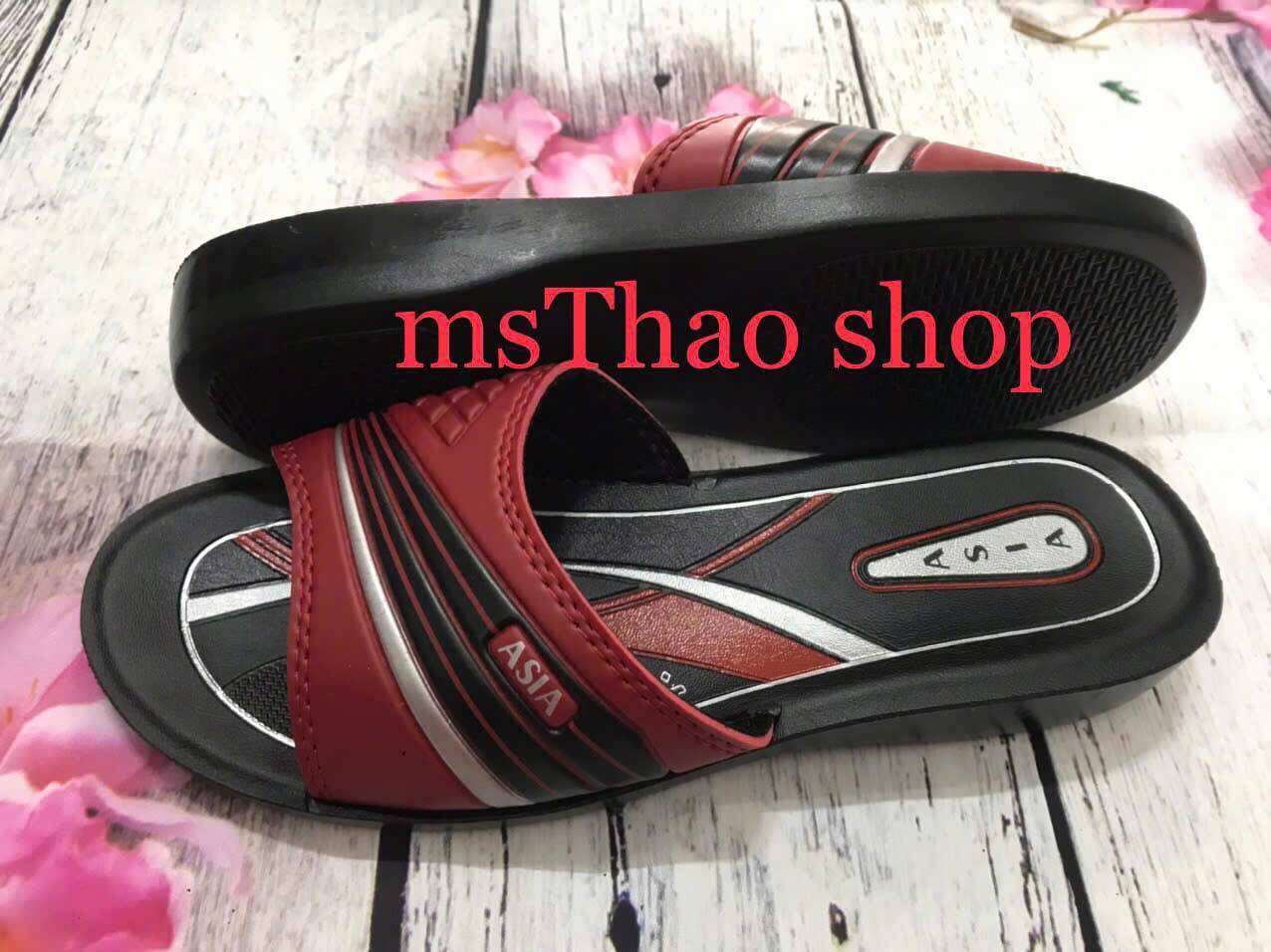 Dép bà già quai ngang DW32 ĐỎ đúc nữ trung niên nhẹ Asia