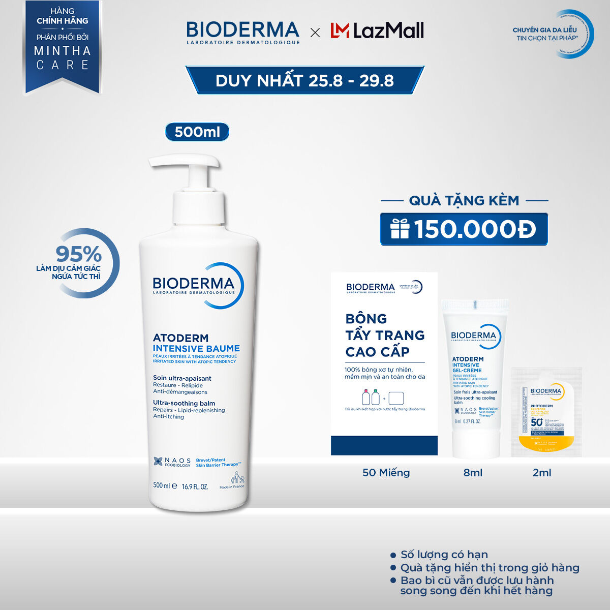 Kem dưỡng ẩm chuyên sâu cho da rất khô và viêm da cơ địa Bioderma Atoderm Intensive Baume - 500ml