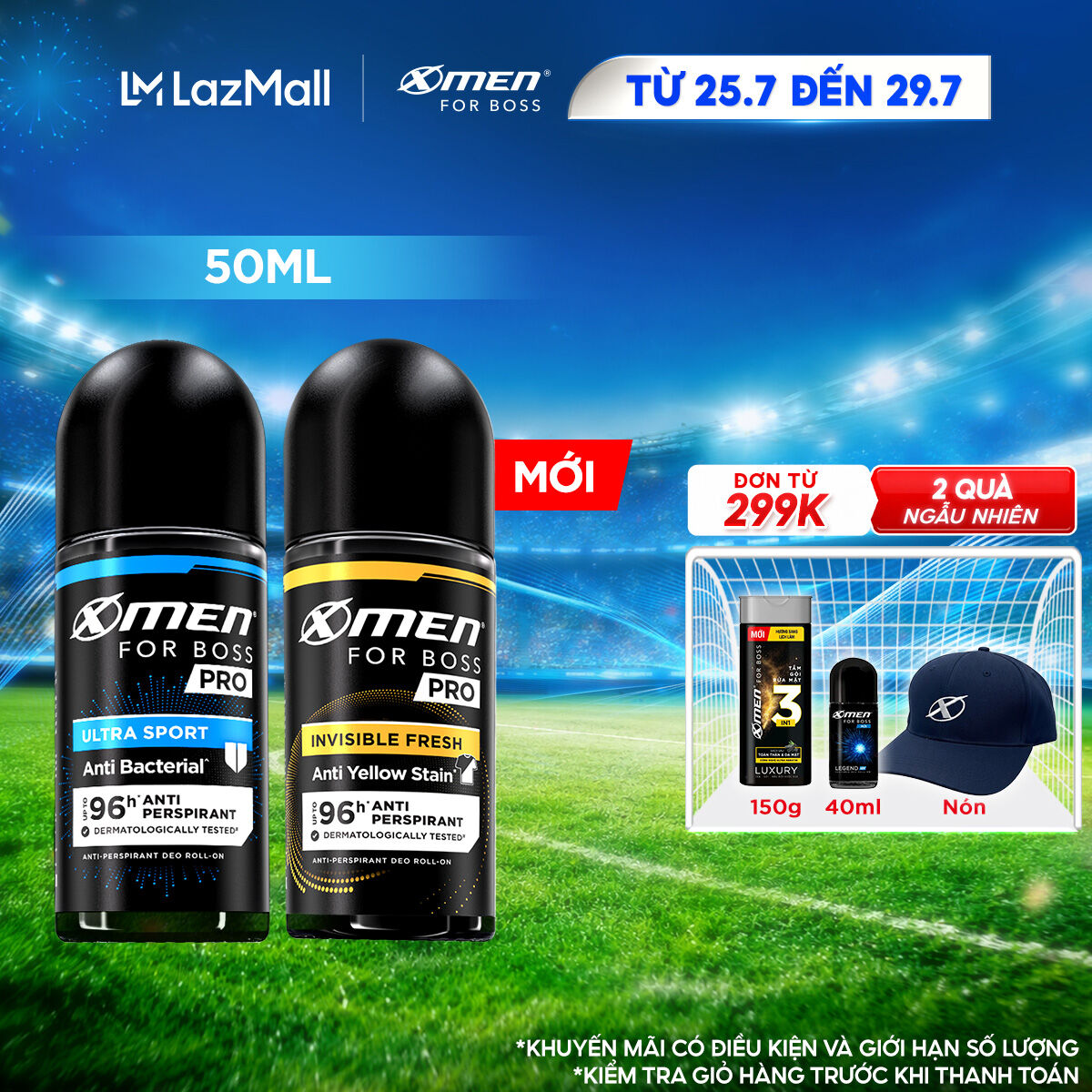 [MỚI] Lăn Khử Mùi Xmen for Boss PRO 50ml Invisible Fresh  Ultra Sport 96H Giảm Mùi Mồ Hôi  Vệt Ố Vàng,Hương Nam Tính
