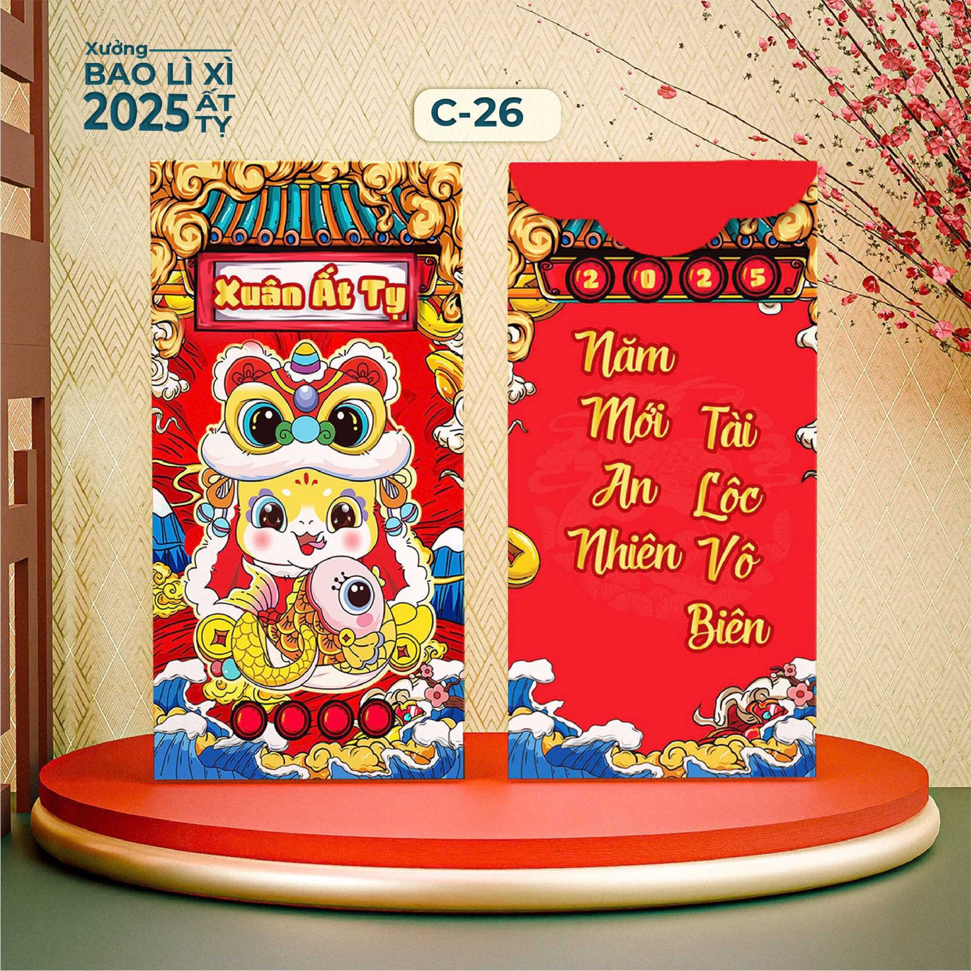 Sỉ 100 Bao Lì Xì Hottrend 2025 ( 10 Xấp Vô Sẵn Bao Kiếng )