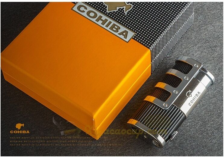 Bật lửa- Hộp Quẹt khò XÌ Gà Cohiba Pan 3 tia cực mạnh màu đen