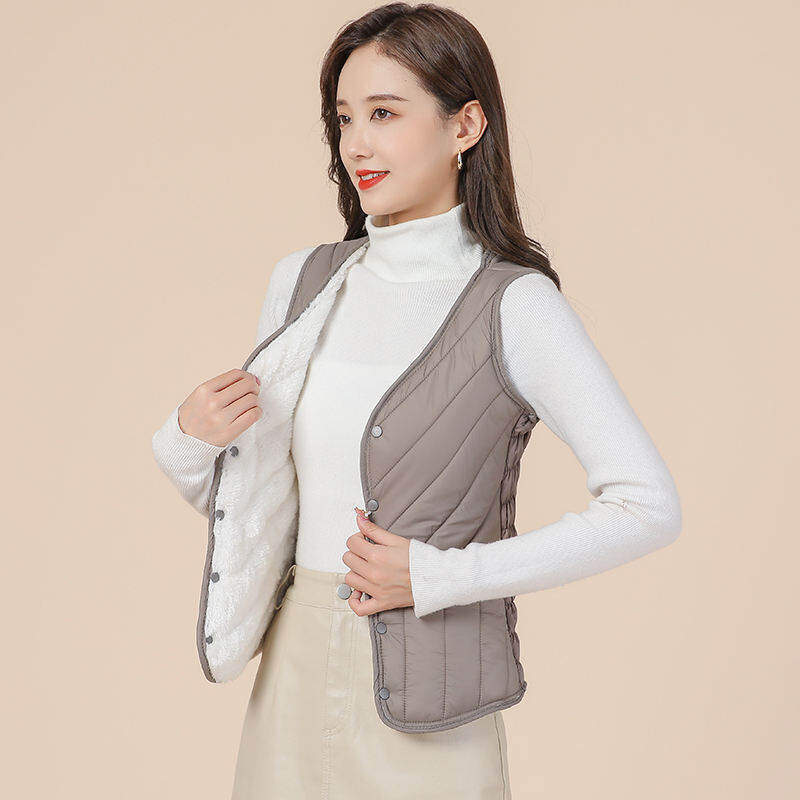 GILE Bông Lông Vũ Mẫu Mới Thu Đông Gile Giữ Ấm Mỏng Nhẹ Dày Dặn Lót Nhung Mặc Trong Cho Nữ Gile Sát Nách Lót Trong