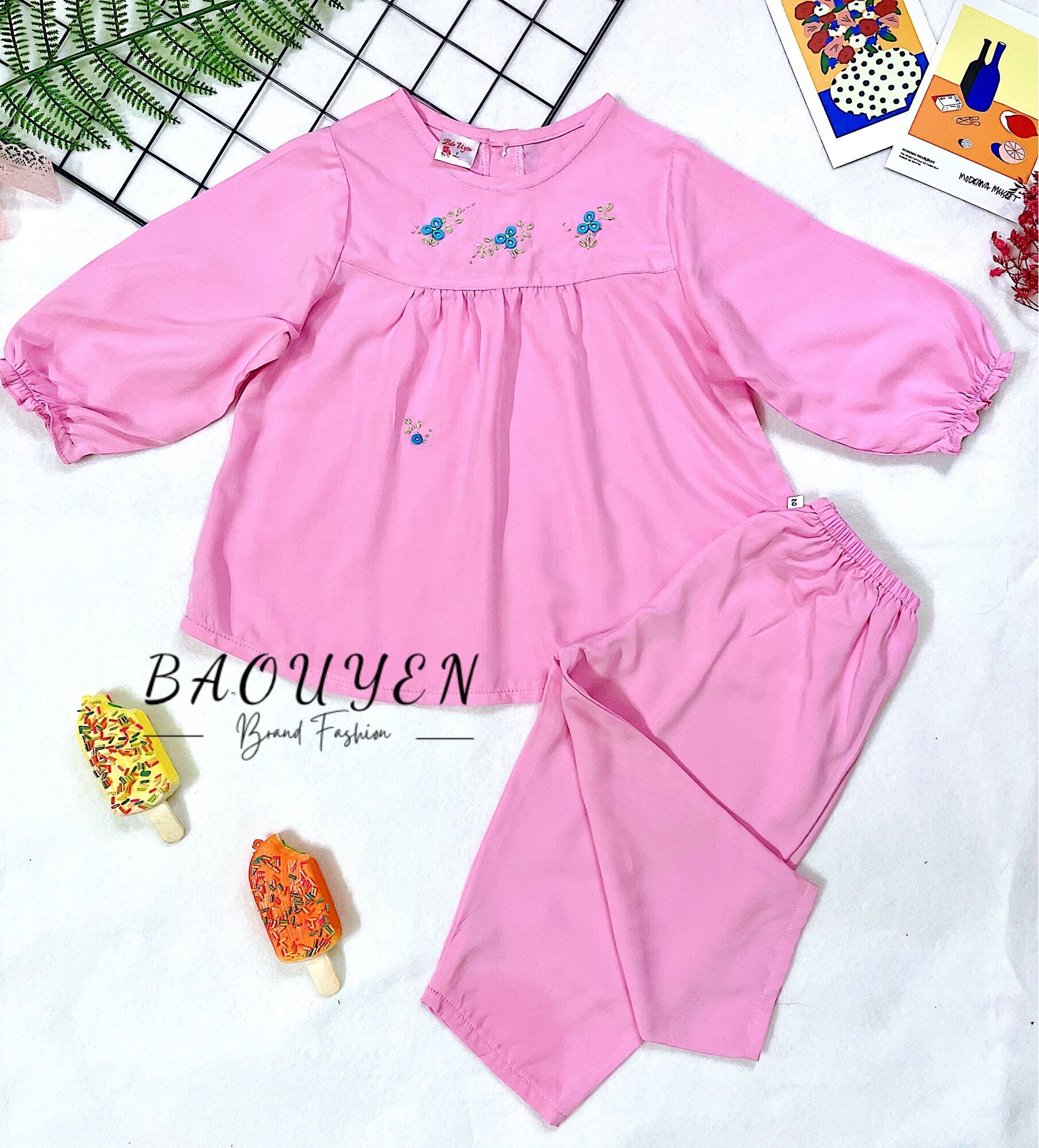 Bộ toletay dài bé gái hàng thêu tay thủ công