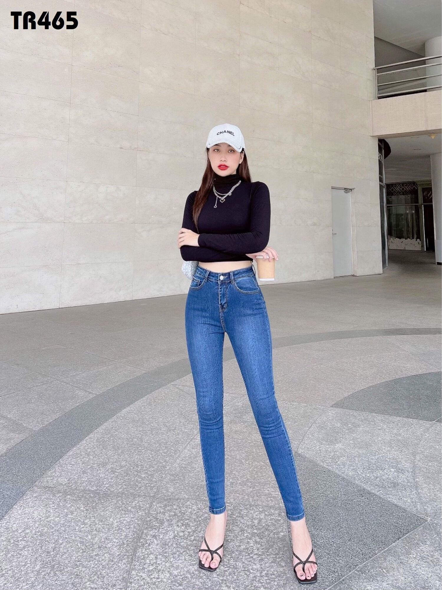 Quần Jeans Nữ Lưng Cao Vải Jeans Co Giãn