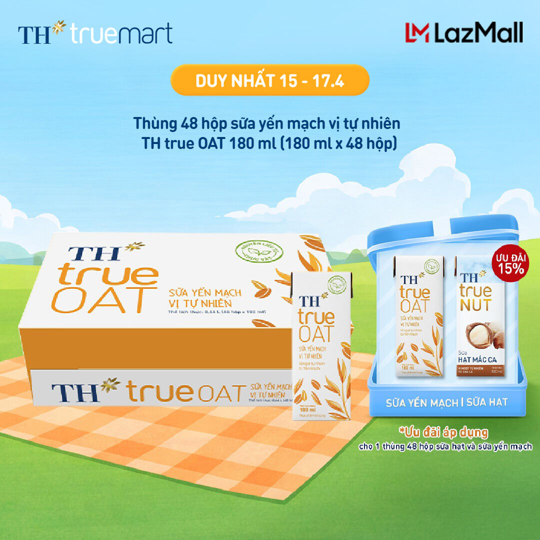 Thùng sữa yến mạch TH true OAT vị tự nhiên 180ml (48 Hộp)