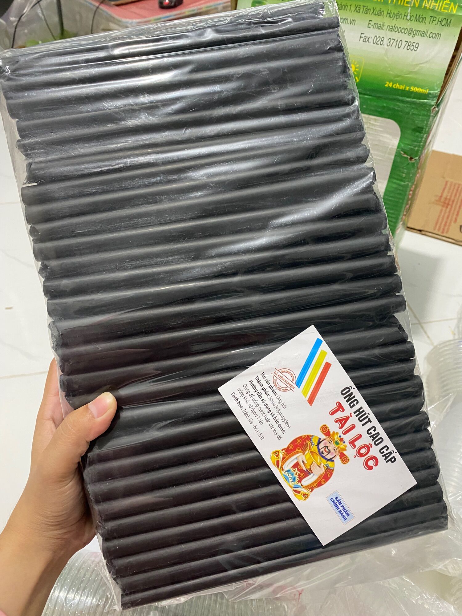 1 bịch ống hút đen bóng phi 12 hút trân châu