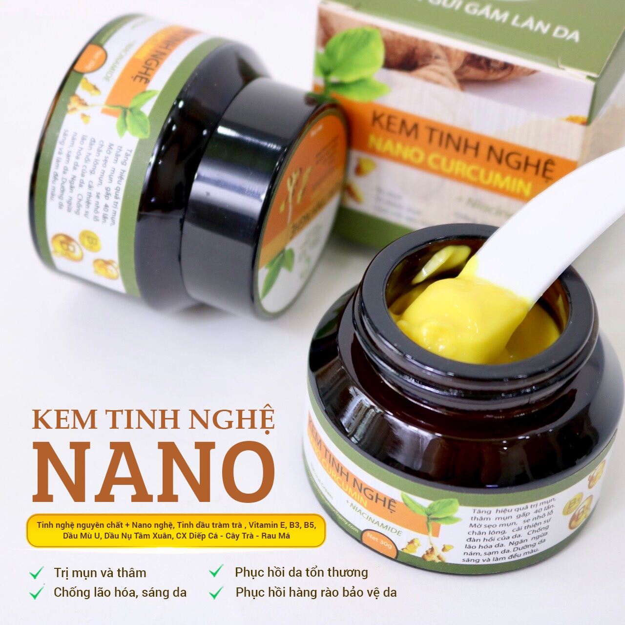 [Hcm]Kem Tinh Nghệ Nano Dưỡng Da Hết Mụn Thâm Điều Tiết Tuyến Dầu Mờ Sạm Nám Làm Khoẻ Làn Da An Toàn Hiệu Quả Cao.