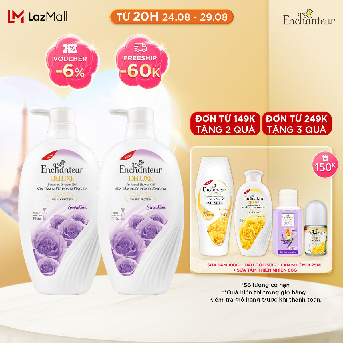 Combo 2 Sữa tắm hương nước hoa Enchanteur Sensation - 650gr/ Chai
