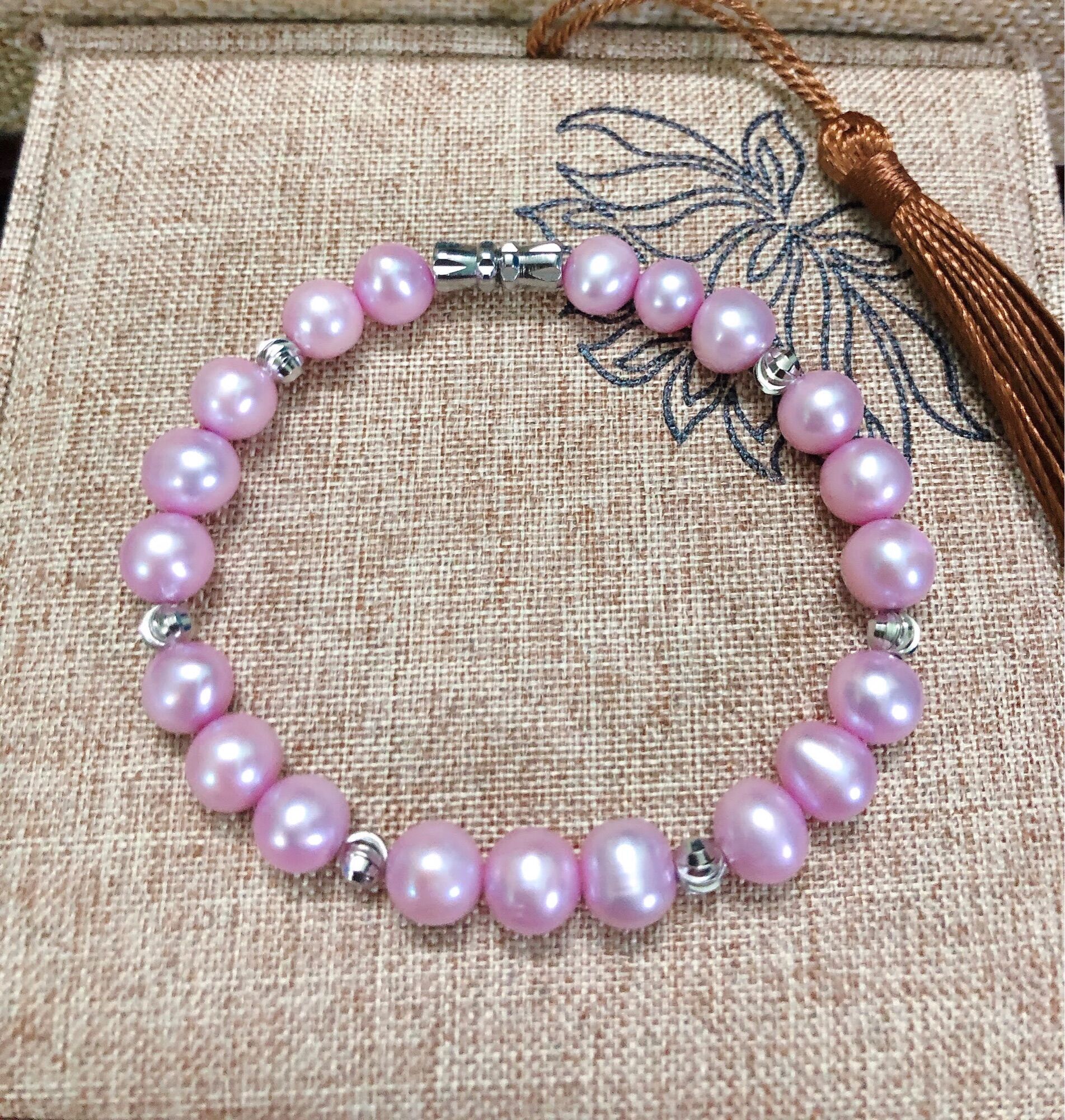 Vòng tay ngọc trai nuôi nước ngọt tự nhiên, chuẩn 7-8ly mix phụ kiện