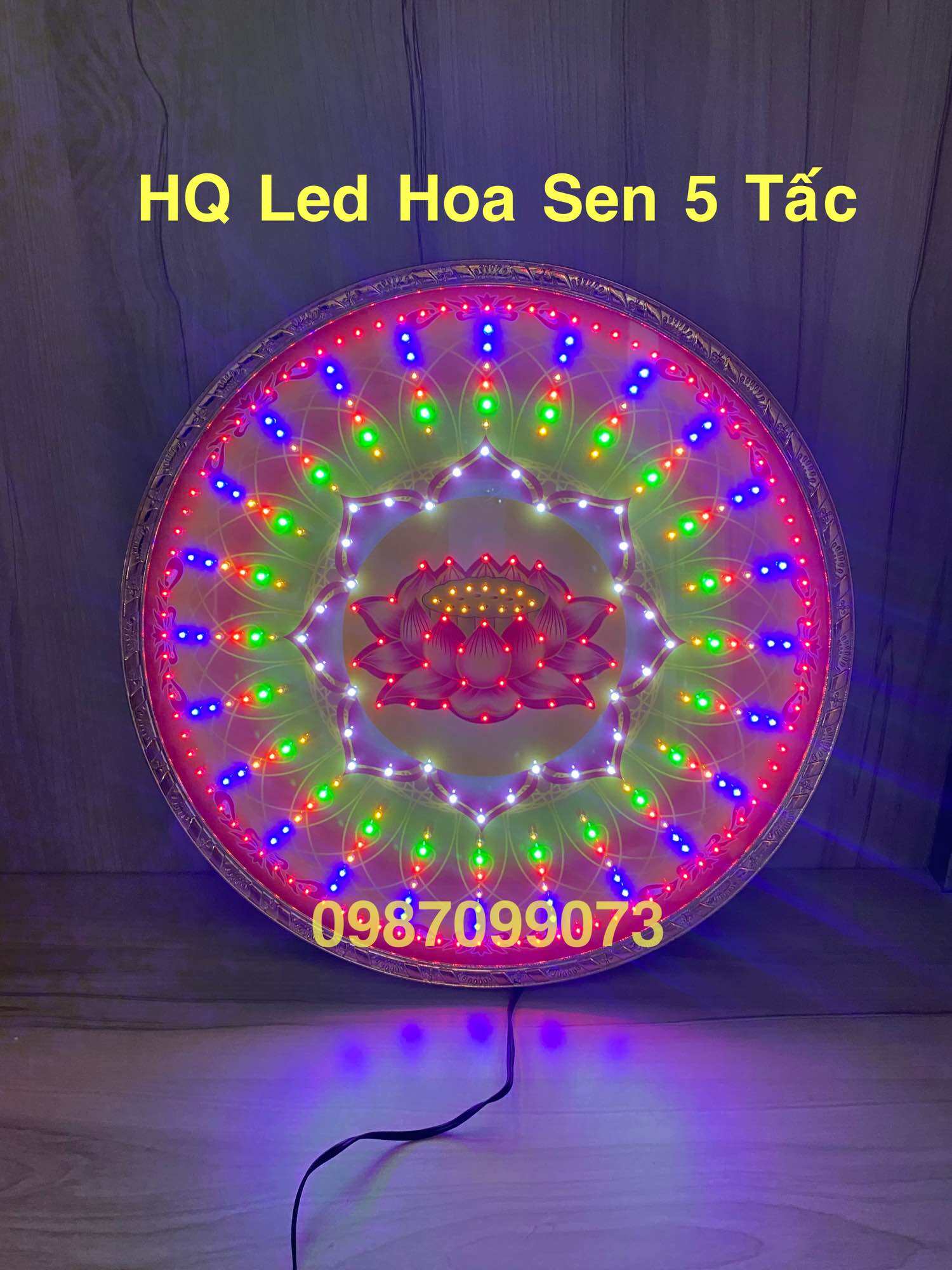 ĐÈN HÀO QUANG CƠ & LED HOA SEN ,CHỮ VẠN 50CM