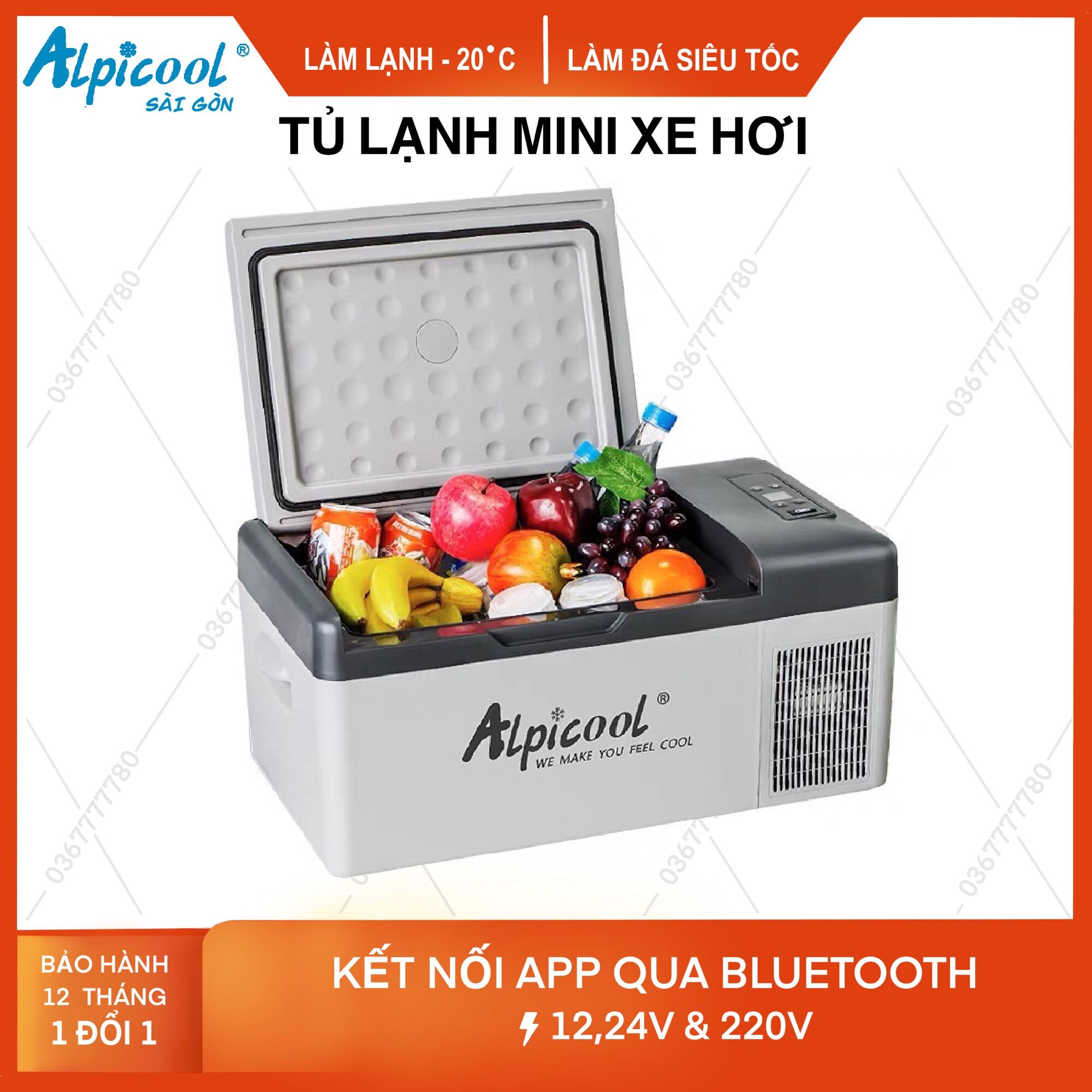 Tủ lạnh C15 15L alpicool Chính hãng, tủ lạnh xe hơi, tủ lạnh mini trong phòng, dã ngoại ngoài trời,Kết Nối APP Bluetooth,Sẵn hàng