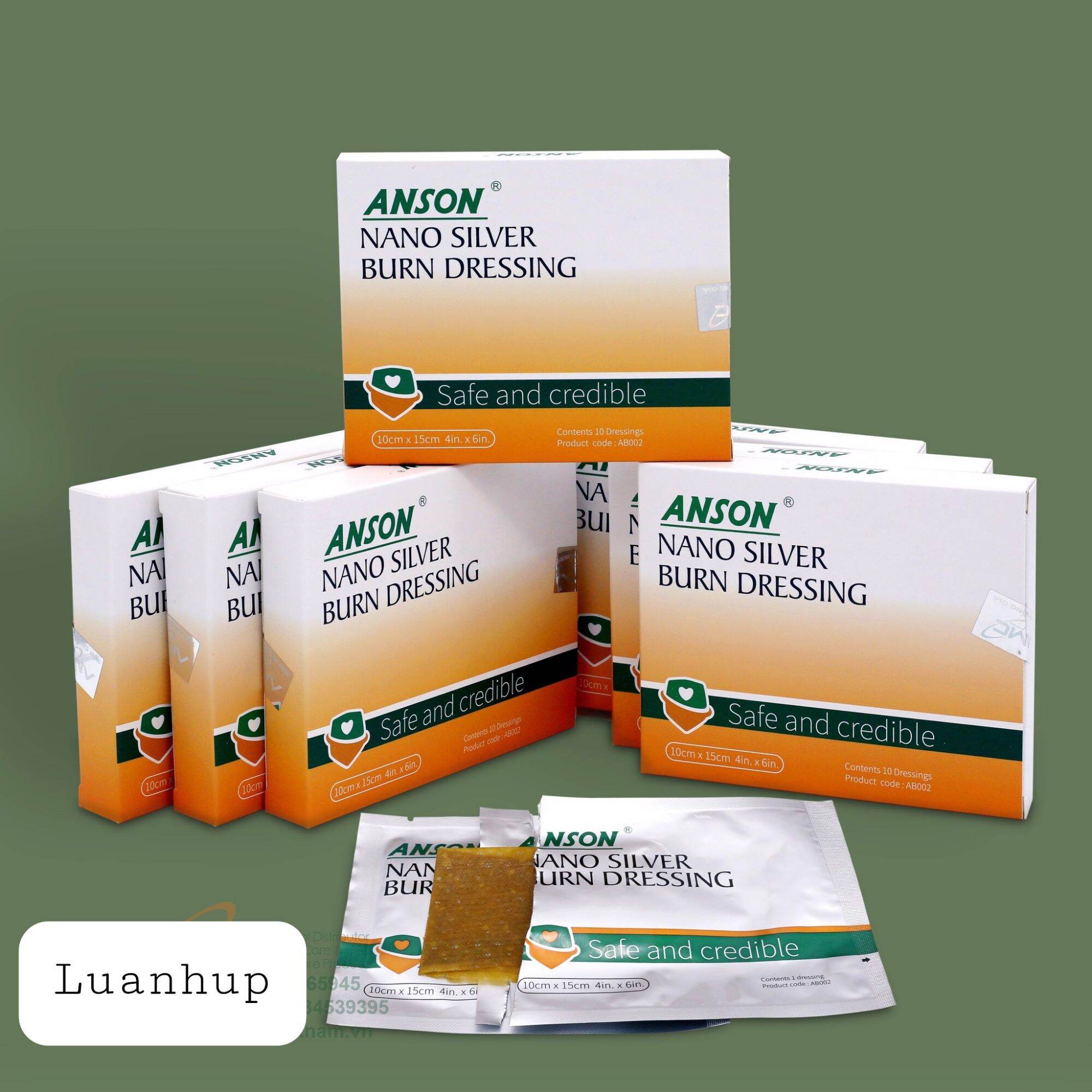 (1 hộp 10 miếng) dán ANSON Nano Silver Burn Dessing