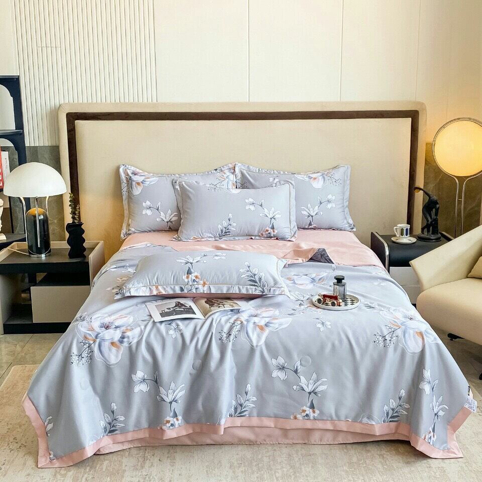 Sét 4 món ga gối+  chăn hè lụa lạnh tencel