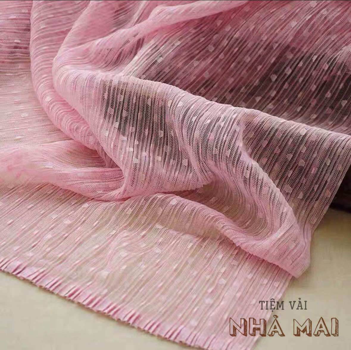 1m Vải Lưới Dập Ly Chất Mềm Đẹp May Chân Váy