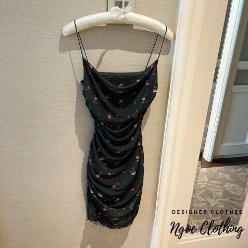Váy 2 dây dúm eo ngắn hoa nhí ngocclothing nữ đầm 2s in hoa nhí nổi quyến rũ hot