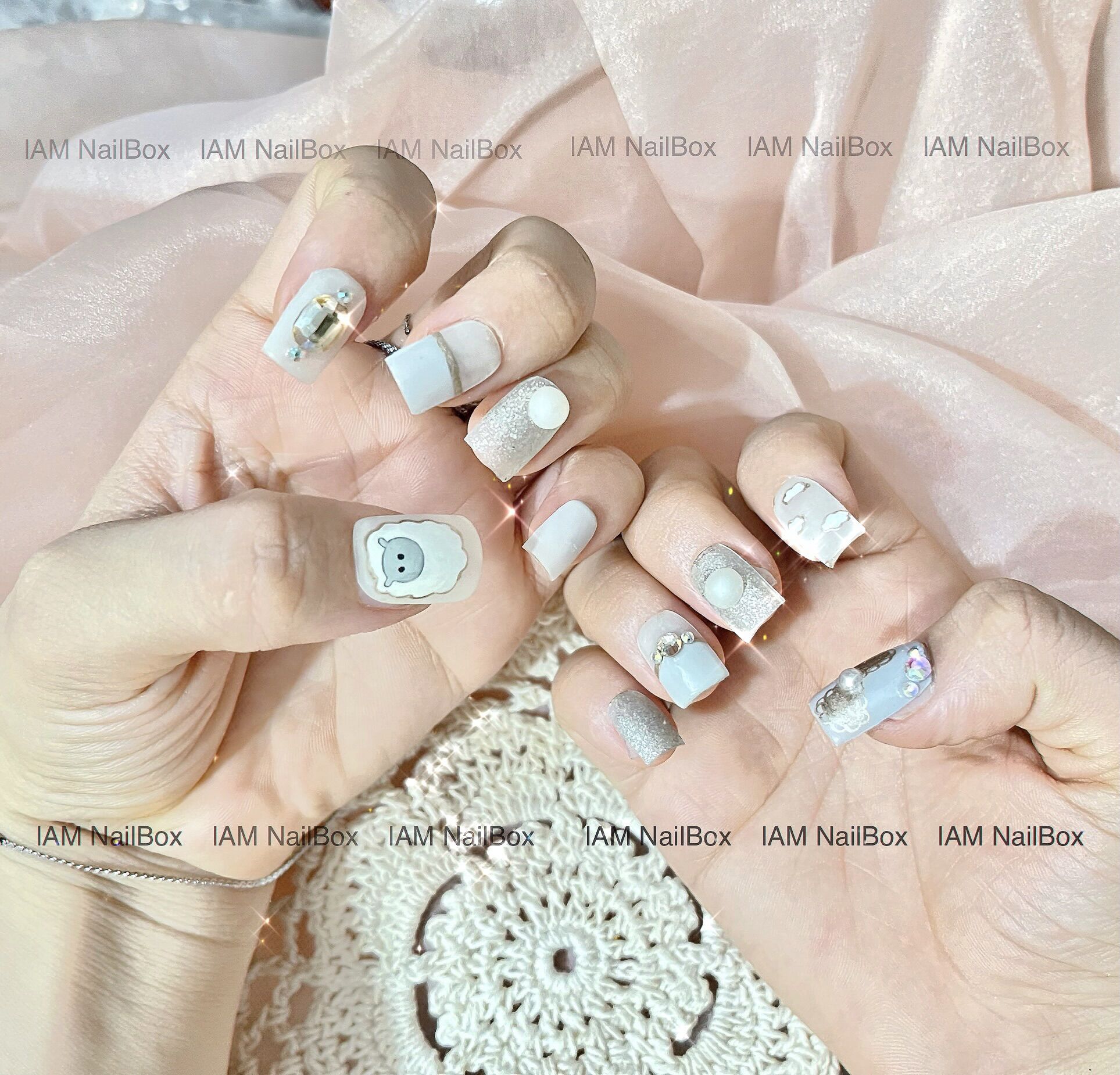 Nailbox thiết kế Bé CỪU trắng siêu CUTE (Code SC04)