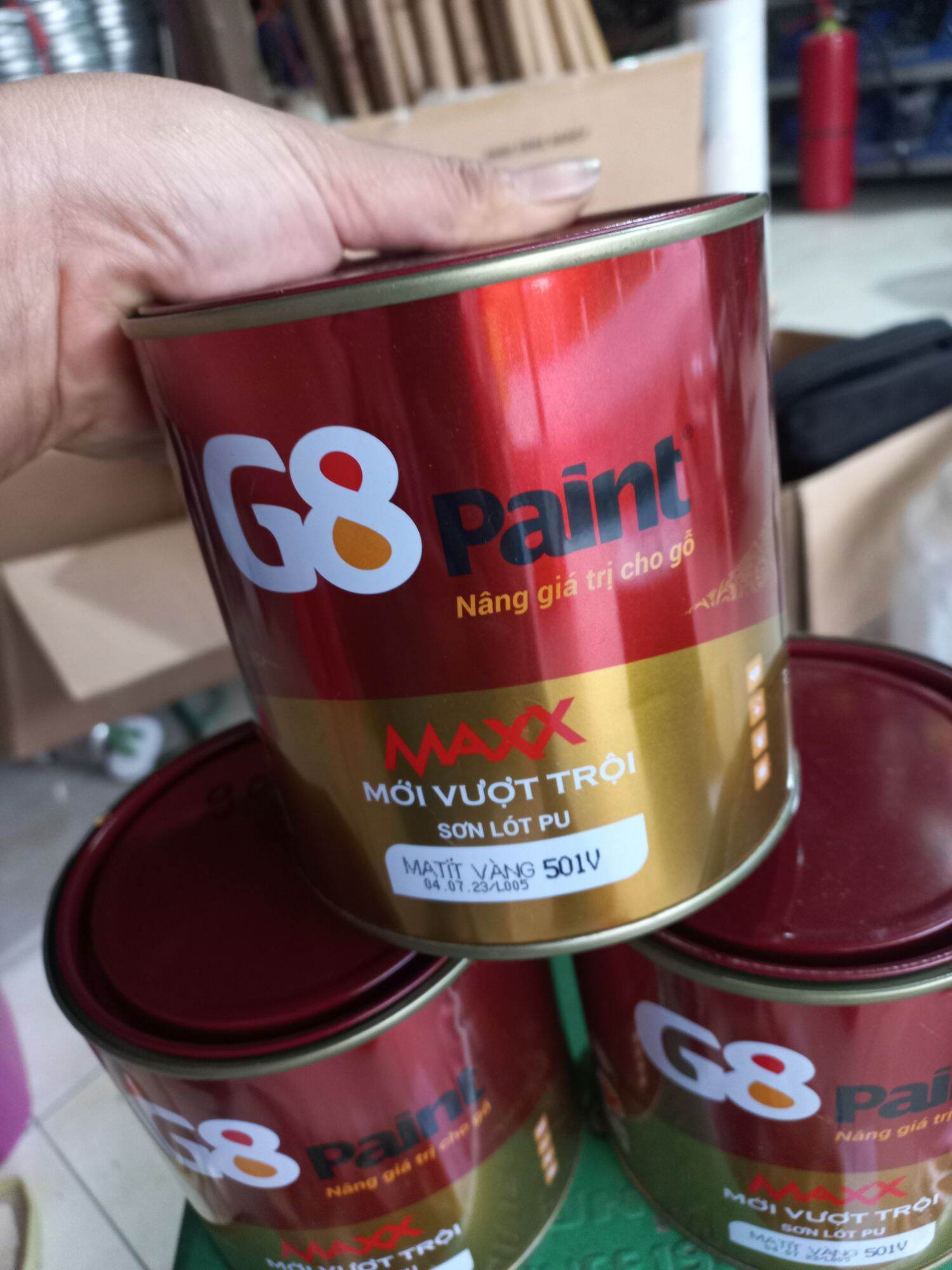 Sơn PU gỗ cao cấp - G8 paint- Sơn lót MATIT VÀNG(501V) 945ML