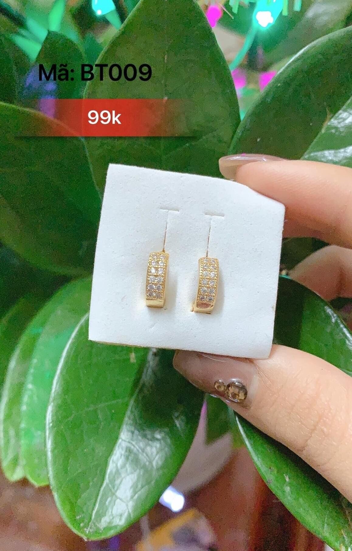 Bông tai mạ vàng 18k đính đá