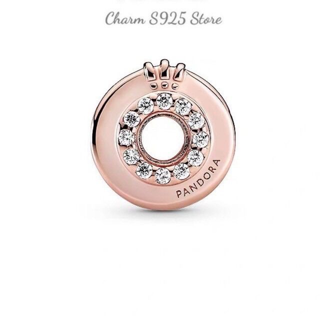 HẠT CHARM PAN ALE VÀNG HỒNG ĐÍNH ĐÁ GIỮA BẠC S925