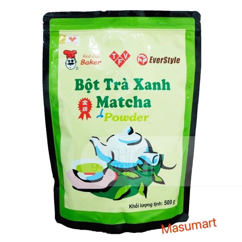 Bột Trà Xanh Matcha Đài Loan Hiệu Mũ Đỏ Everstyle 20g chiết từ túi lớn 500g