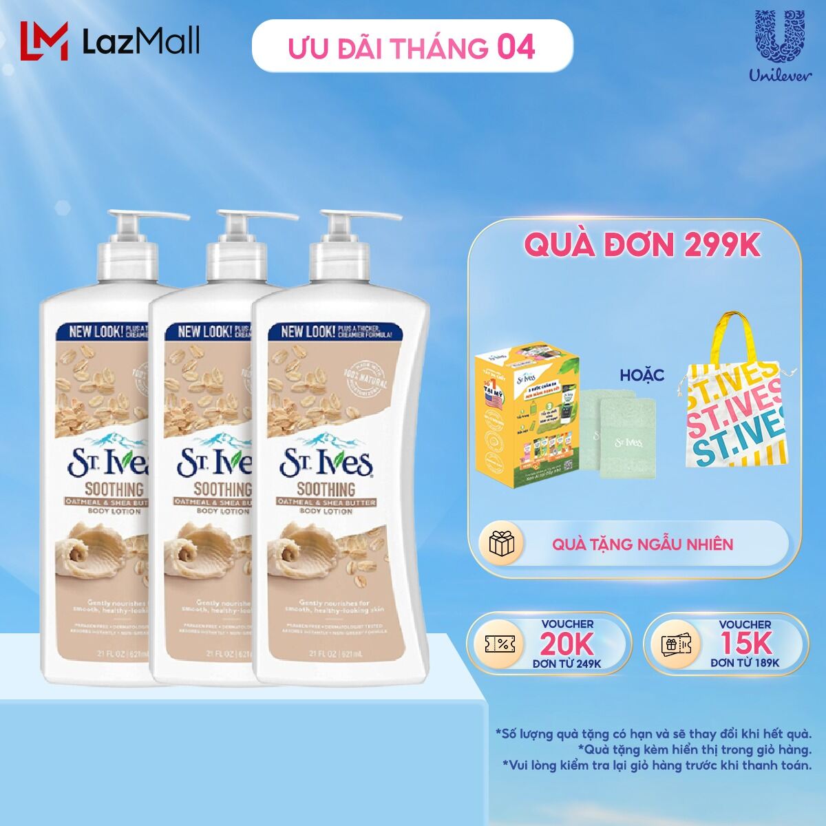 Combo 3 chai Sữa dưỡng thể St.Ives Yến Mạch và Bơ 621ml