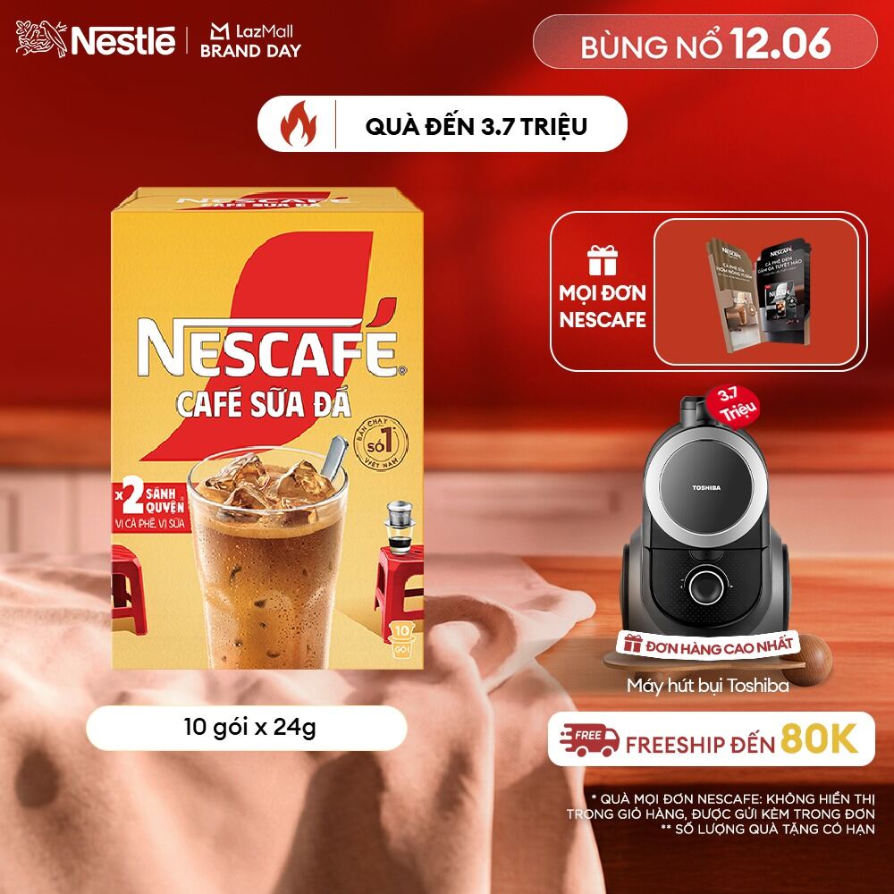 [FREESHIP TOÀN QUỐC] Hộp Cà phê Hòa tan NESCAFÉ CAFÉ SỮA ĐÁ 10 gói Nhân đôi sánh quyện