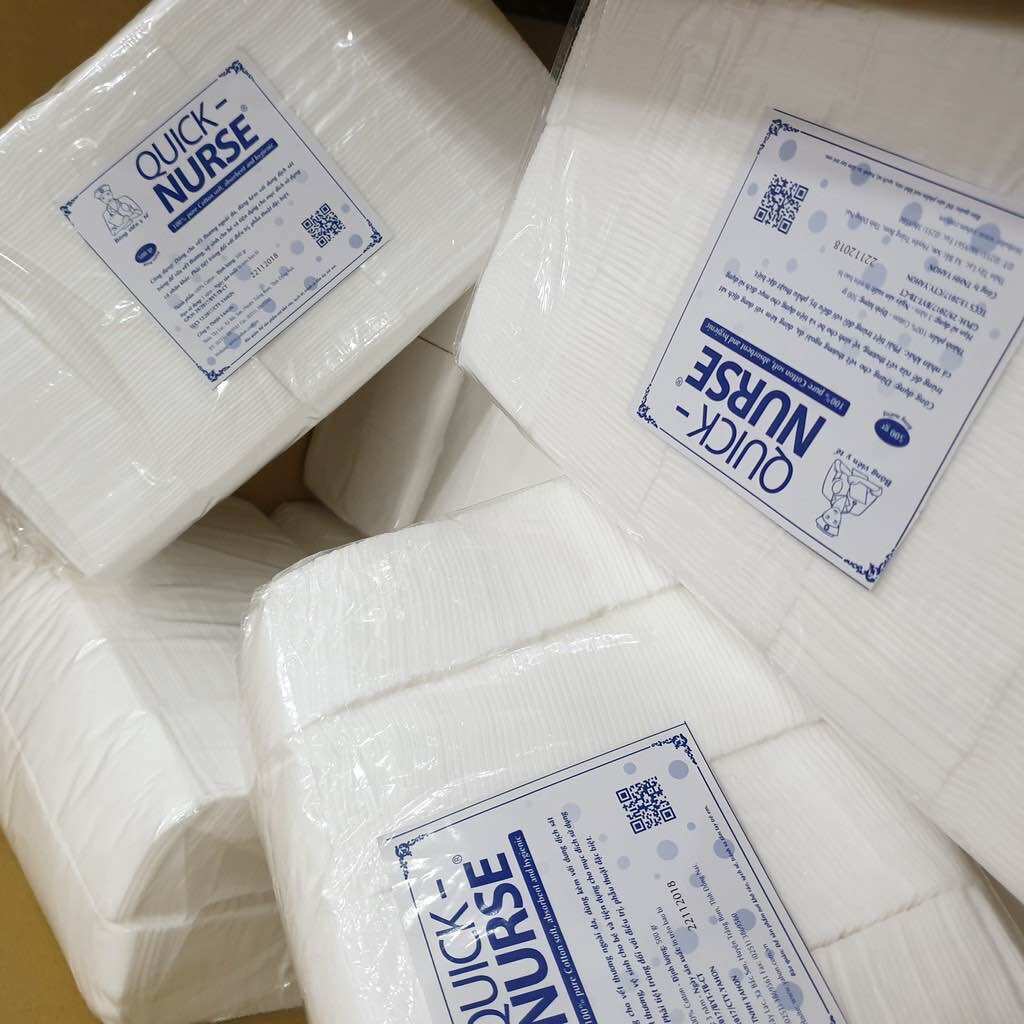 Bông gòn miếng cắt sẵn 6x6 QUICK NURSE 500g