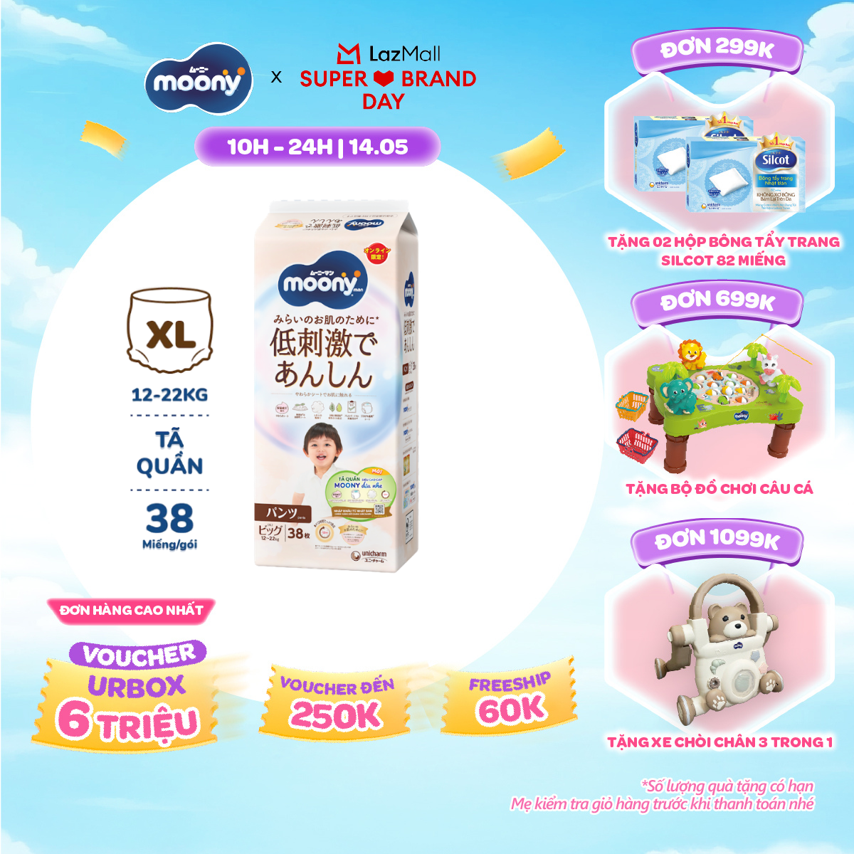 [SALE GIỮA THÁNG tặng QUÀ TO-SLCH] [Gói Jumbo - Mới] Tã quần Moony dịu nhẹ XL38 miếng - Nhập khẩu từ Nhật Bản