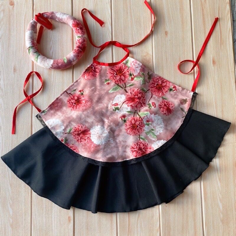 [Hcm]Peach Bibs with Headband for Baby Girls