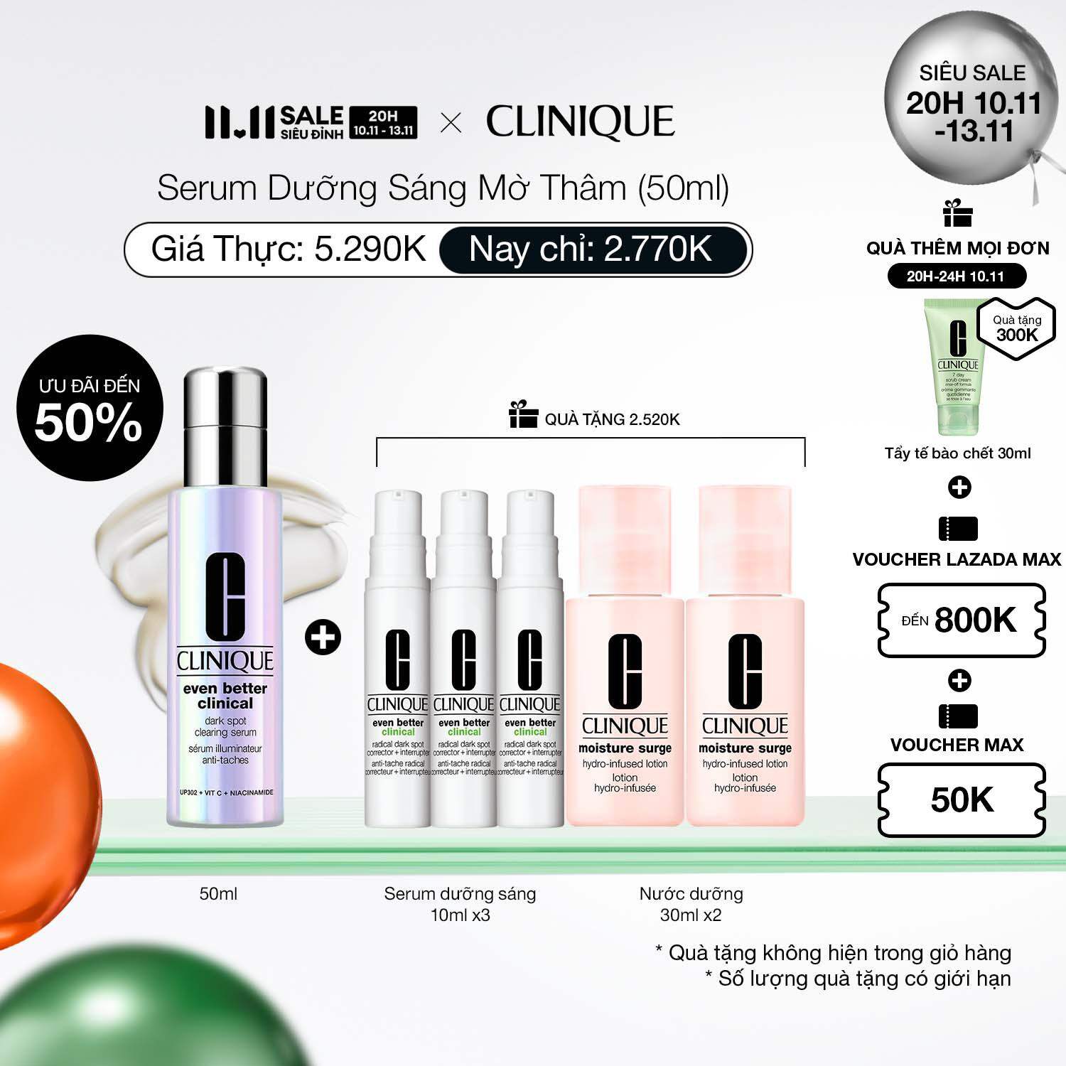 [Độc quyền 20h 10-13.11] Serum dưỡng sáng da Even Better Clinical™ Dark Spot Clearing 30ml, 50ml, 75