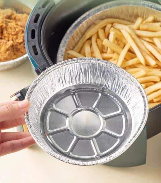 Set 20 khay giấy bạc lót nồi chiên không dầu size 21cm (21.5x17.5x4.2cm), 23cm (23.2x19.2x5.2cm)